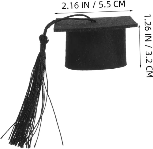 Vista 2 de 20 piezas de mini sombrero de doctor accesorios para fotos de graduación, sombreros de doctorado, decoración de tapa de botella de graduación