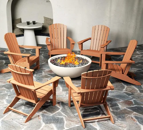 Vista 21 de BRIOPAWS - Set de 2 sillas Adirondack Silla para hoguera Tamaño grande Plástico HDPE Resistente a la intemperie para terraza, piscina al