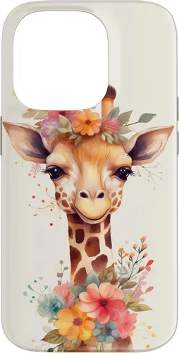 Vista 17 de Cute Giraffe with Flowers Giraffe Floral Case for iPhone 17