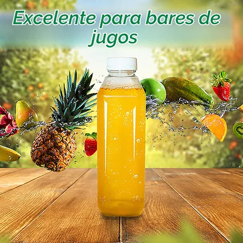 Vista 7 de Botellas vacías de plástico PET de 16 oz para jugo - Paquete de 35 recipientes reutilizables transparentes para leche desechable, a granel con tapas