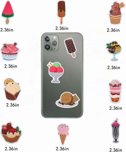 Vista 4 de Paquete de 100 calcomanías de helado, recuerdos de fiesta de helado, regalos de decoración de cumpleaños