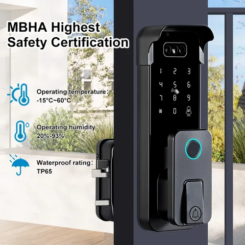 Vista 4 de Cerradura inteligente, compatible con la materia, funciona con Apple Home, Alexa, Google, cerraduras electrónicas para valla al aire libre