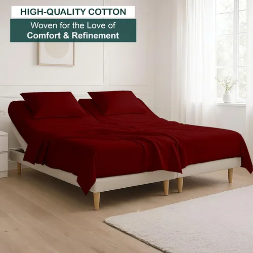 Vista 3 de NON Sticky cotton Juego de sábanas de 4 piezas para cama ajustable con números de sueño, 100% algodón egipcio, cabezal flexible de 34 pulgadas, se