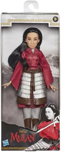 Vista 2 de Muñeca de moda Mulan de Disney con armadura de falda, zapatos, pantalones y top, inspirada en la película Mulan de Disney, juguete para niños