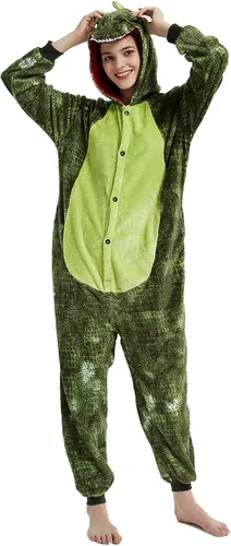 Vista 4 de CASABACO Adult Dinosaur Onesie Costume Outfit Women T-rex Animal Pajama Halloween Unisex YULING