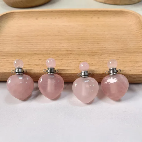 Vista 29 de Perfume Bottle Necklace Heart Shape, Amethyst Necklace Healing Crystal for Women, Essential Oil Diffuser Bottle Necklace Jewelry for Liquid