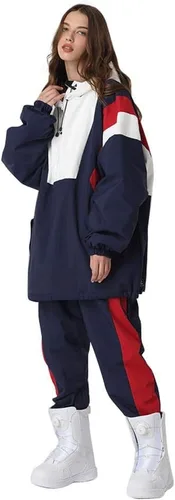 Vista 11 de SEARIPE Juego de chamarra y pantalones de esquí para mujer, trajes de esquí resistentes al viento para parejas, trajes de nieve impermeables de dos