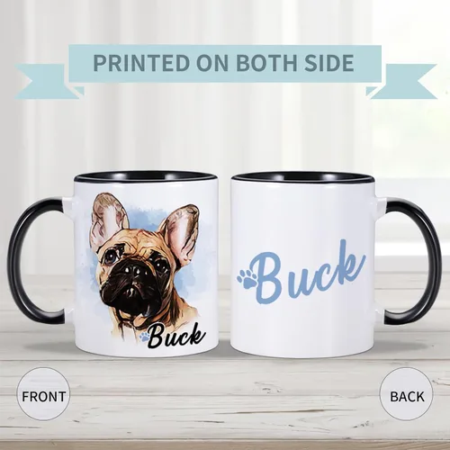 Vista 2 de Taza personalizada, taza de café personalizada para mascotas, tazas de fotos de perros, taza de café para amantes de los perros, taza de café