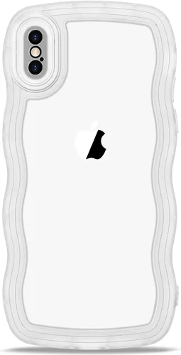 Vista 84 de Anuck Funda para iPhone 13 Pro con borde ondulado, diseño trasero transparente, agarre antideslizante, forma de marco rizado ondulado, a prueba