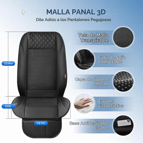 Vista 6 de Coverado Cojín de asiento refrescante para automóvil, funda de asiento transpirable ventilada con 3 ajustes de flujo de aire ajustables, almohadilla