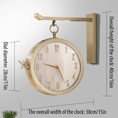 Vista 2 de Modern Double Sided Wall Clock Modern Simple Style Decor Wall Clock Non-Ticking Classic Digital Clock Interior Decoration Wall Art Decor Clock