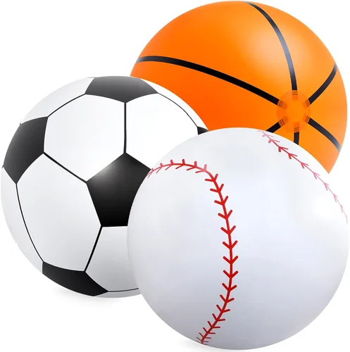 Vista 11 de Lewtemi 2 unidades de béisbol y fútbol inflables gigantes de 27 pulgadas, bolas de playa inflables grandes, globos de gran tamaño para fiesta
