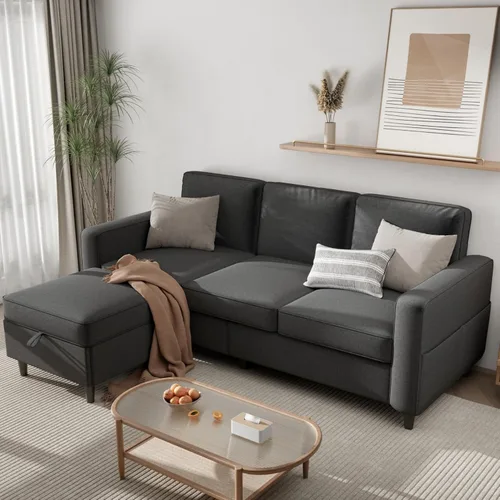 Vista 3 de Sofás seccionales para sala de estar, sofá de asiento profundo, cómodo sofá modular en forma de L, con diván de almacenamiento, fundas lavables
