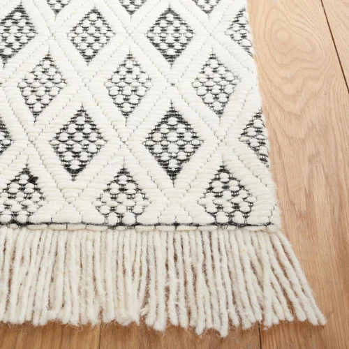 Vista 4 de SAFAVIEH Natura Collection - Alfombra de pasillo de 9 pies, color marfil y negro, diseño de transición, ideal para zonas de alto tráfico en pasillo