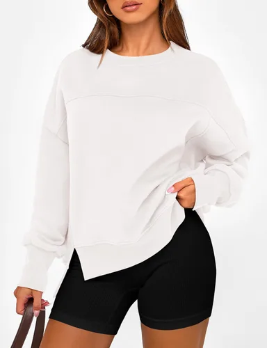 Vista 7 de BTFBM Sudaderas de cuello redondo para mujer Blanco