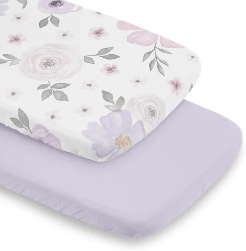 Vista 8 de Sweet Jojo Designs Sábanas ajustables para cuna de bebé (morado sólido) para niñas, guardería infantil, habitación de niños pequeños