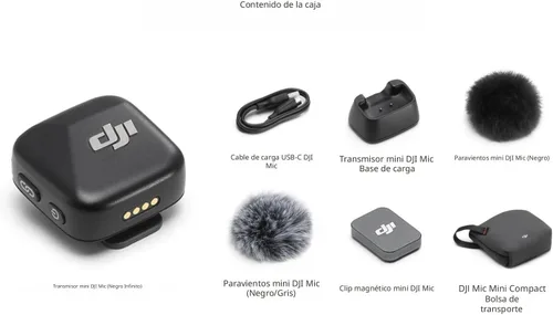 Vista 6 de DJI Mic Mini Transmisor (Negro Infinito), Ultraligero, Micrófono Lavalier Inalámbrico para DJI Action 5 Pro/Osmo Pocket 3, Cancelación de Ruido
