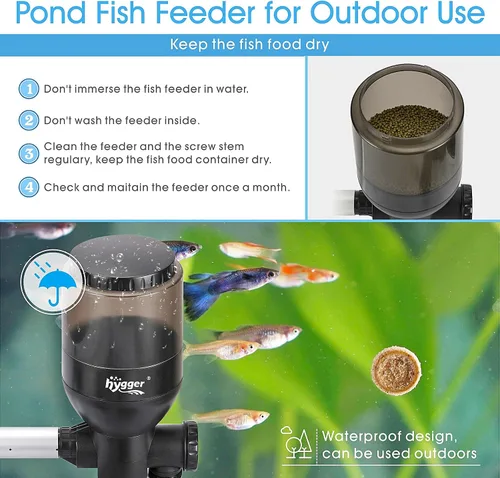 Vista 4 de hygger Alimentador automático de los pescados del estanque del control del LCD, capacidad 5.5L, DC 12V