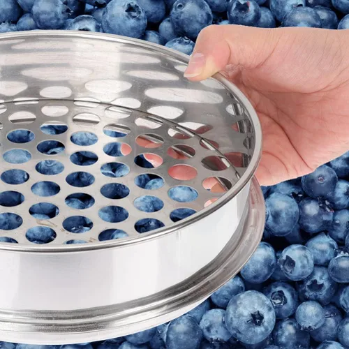 Vista 8 de UPKOCH Tamiz redondo de acero inoxidable Blueberry Sieve Home Blueberry Grading Sieve