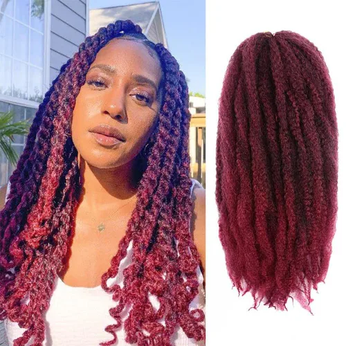 Vista 7 de ToyoTress Bob Marley Twist Hair - 8 Pulgadas Paquete de 6 Cabello Marley Negro Corto Para Locs Falsos, Extensiones de Cabello Rizado Afro Kinky
