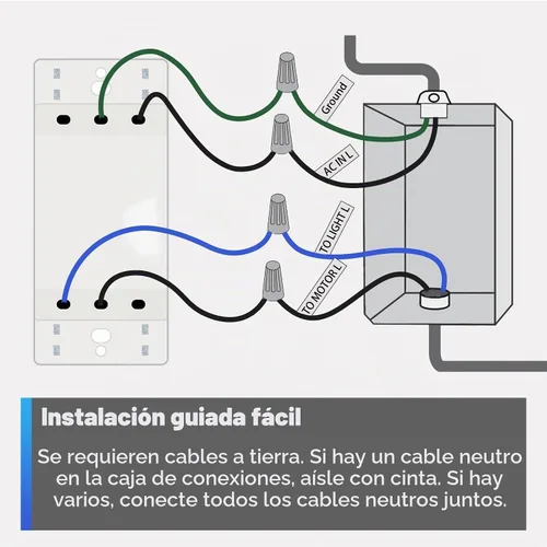 Vista 8 de Control universal de ventilador de techo e interruptor de luz regulador, control de pared de 4 velocidades, combo de ventilador de un solo polo e
