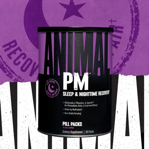 Vista 5 de Animal PM - Ayuda para dormir para adultos que no forma hábito, mejora la relajación y apoya el estado de ánimo con melatonina, L-teanina, Zylaria