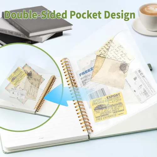 Vista 5 de YOXMJDB Cuaderno rayado en espiral, pequeño cuaderno de rayas universitarias A5 con soporte para bolígrafo, cuaderno de tapa dura de 140 páginas
