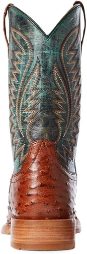 Vista 3 de ARIAT Botas de avestruz con punta cuadrada para hombre, Turquesa