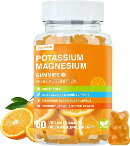 Vista 8 de Gomitas de potasio y magnesio, glicinato de magnesio B6, D3 y citrato de potasio para calambres en las piernas, músculo, electroyte para adultos
