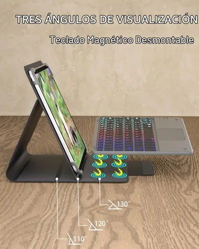 Vista 7 de Teclado Universal para Tableta con Funda de Touchpad para Tabletas de 9", 9.7", 10.1", 10.2", 10.5", 10.9", 11", Teclado Inalámbrico