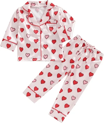 Vista 7 de Conjunto de pijama de manga larga con botones para niña pequeña, conjunto de ropa de dormir