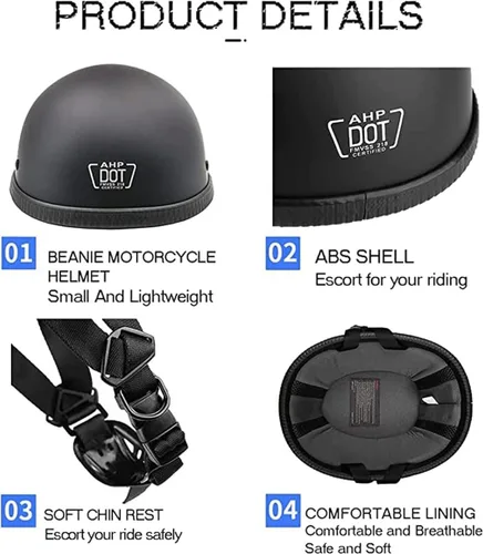 Vista 5 de Casco pequeño de media cáscara, casco retro ultrafino, casco de motocicleta para hombres y mujeres, casco de motocicleta eléctrica de media cara