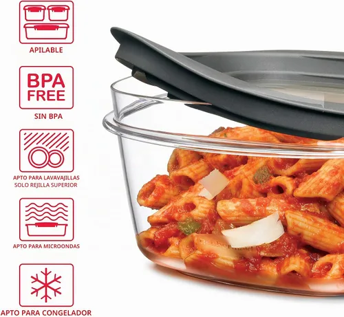 Vista 6 de Rubbermaid Premier Recipiente de almacenamiento de alimentos, juego de 10 piezas, gris, sin BPA, apto para microondas y lavavajillas