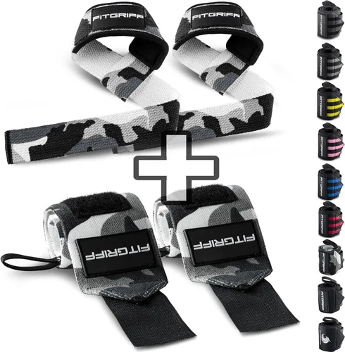 Vista 10 de Fitgriff® Correas de Levantamiento y Muñequeras (Paquete) Soporte Superior para Levantamiento de Pesas y Entrenamientos de Gimnasio - para Hombres