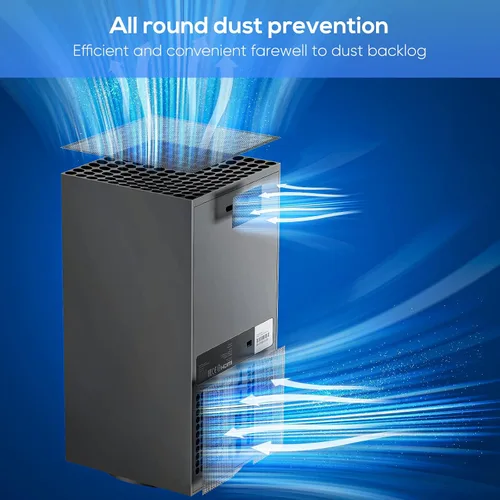 Vista 3 de Funda antipolvo para consola Xbox Series X, paquete de 2 filtros de ventilación de PVC Dustpoof funda de malla y tapones de silicona para puerto