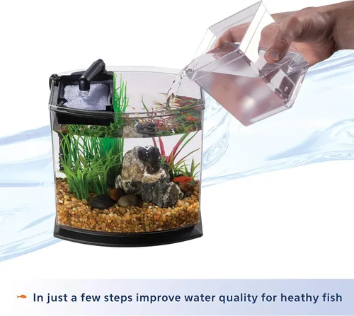 Vista 4 de Aqueon Kit de Acuario Pequeño LED MiniBow con Tecnología SmartClean, Azul, 1 Galón