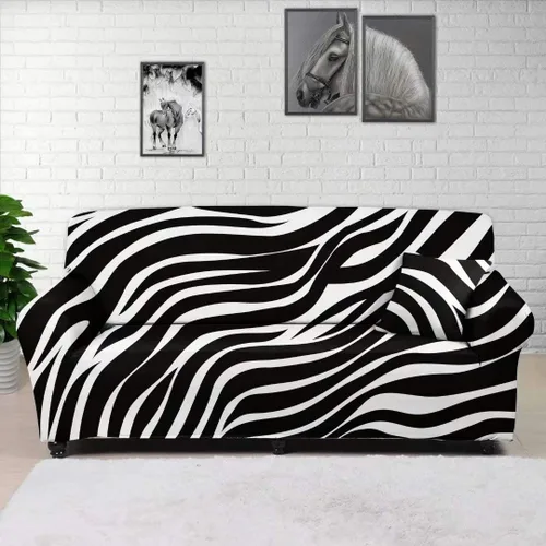 Vista 2 de GOSTONG Fundas de sofá con estampado de piel de cebra, funda elástica para sofá, protector de muebles, fundas de sofá para sala de estar, decoración
