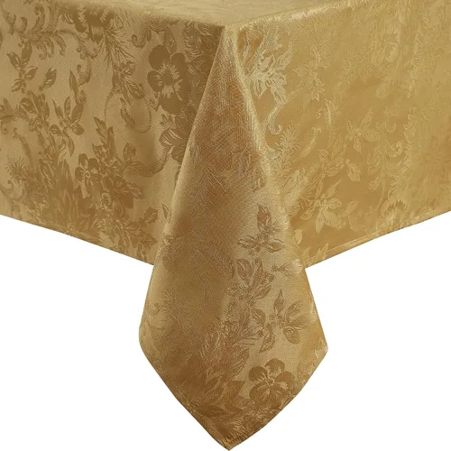 Vista 10 de Elrene Home Fashions Poinsettia Elegance - Camino de mesa de vacaciones jacquard, 13 x 70 pulgadas, dorado