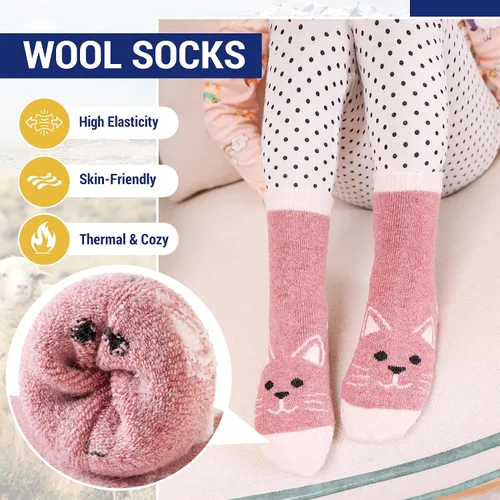 Vista 21 de Eocom 6 pares de calcetines de invierno cálidos de lana para niños y niñas