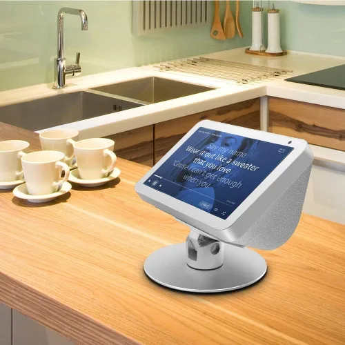 Vista 4 de Echo Show 8 Soporte ajustable, ocho imanes de tierras raras en el soporte superior para Amazon Echo Show 8, rotación horizontal 360 ángulo
