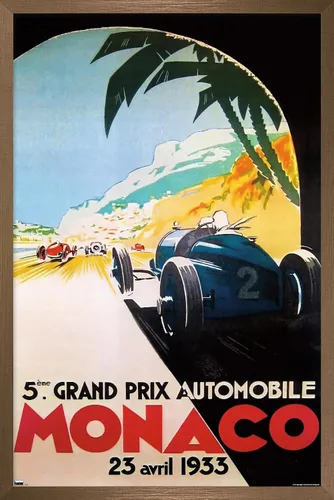 Vista 15 de Trends International Grandprix Automobile Monaco 1933 - Póster de pared Versión enmarcada Barnwood