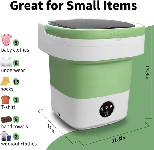 Vista 2 de Mini lavadora portátil, 20L mejorada con cesta giratoria, 3 modos de limpieza profunda para ropa de bebé, ropa interior y calcetines, perfecta