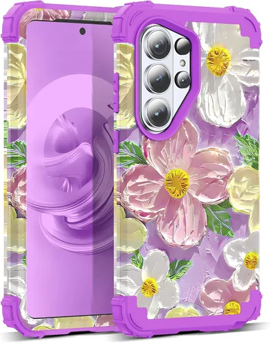 Vista 46 de Funda para Galaxy A14 5G Case, Patrón Floral 3 en 1 Protección Resistente de Servicio Pesado a Prueba de Golpes Parachoques de Goma de Silicona
