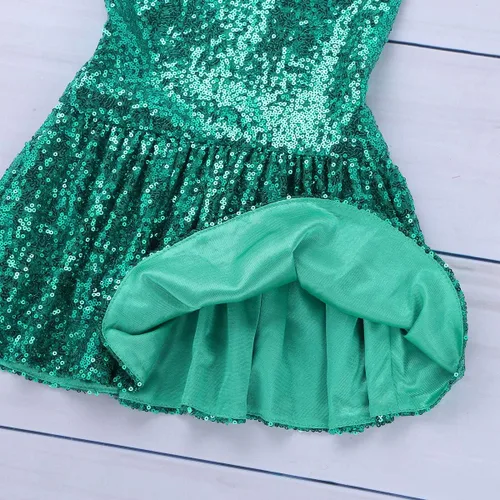 Vista 4 de CHICTRY Disfraz de sirena para niñas pequeñas con lentejuelas y falda tutú