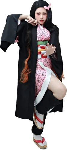 Vista 3 de DAZCOS Anime Nezuko - Disfraz de cosplay de Kamado Nezuko para mujer con boquilla para Halloween