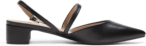 Vista 2 de DREAM PAIRS Zapatos de tacón grueso con punta cerrada y tacón bajo con tiras y hebilla puntiaguda, para mujer, vestido de boda, fiesta