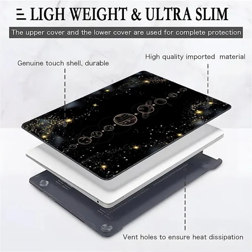Vista 6 de Funda para MacBook Pro de 13 Pulgadas, Patrón de Planetas Negros Alineados, Estuche Duro de Plástico para MacBook Pro Retina 13 A1425/A1502