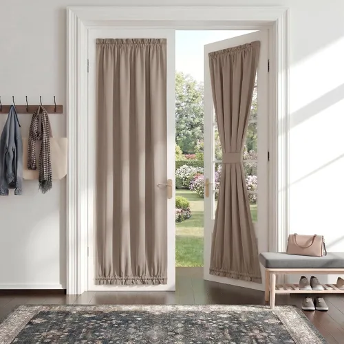 Vista 29 de PONY DANCE Persianas para puertas – Paneles opacos para tratamiento de ventanas, cortinas sólidas de alta resistencia con bolsillo para barra