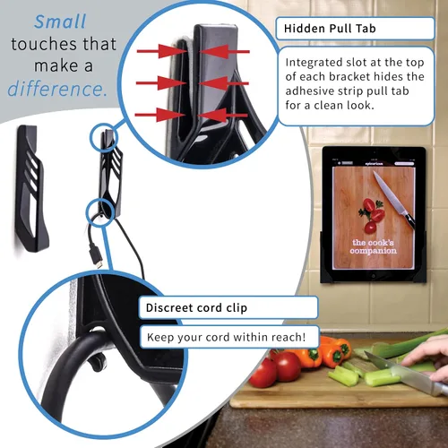 Vista 2 de Dockem Soporte de pared sin daños para iPhone: 14, 13, 12, 11, Pro, Plus, Mini, Pro Max, SE 2/3, XS/X, XS Max, XR, 8/7, 8/7+, S22, S21, S20: 3M Negro
