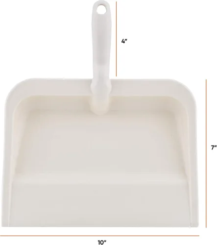 Vista 2 de Superio Recogedor de plástico resistente con mango de agarre cómodo, color beige, duradero, ligero, multisuperficie, fácil de barrer, 10 pulgadas
